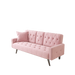 1730 Sofa Bed Armrest with Nail Head Trim with Two Cup Holders 72" Pink Velvet Sofa for Small Spaces