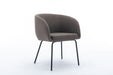 039-Set of 1 Boucle Fabric Dining Chair With Black Metal Legs,Dark Brown - DTYStore