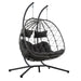 2 Persons Egg Chair with Stand Indoor Outdoor Swing Chair Patio Wicker Hanging Egg Chair Hanging Basket Chair with Stand for Bedroom Living Room Balcony - DTYStore