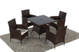 5-Pieces PE Rattan Wicker and Metal Patio Dining Set with Beige Cushions - DTYStore