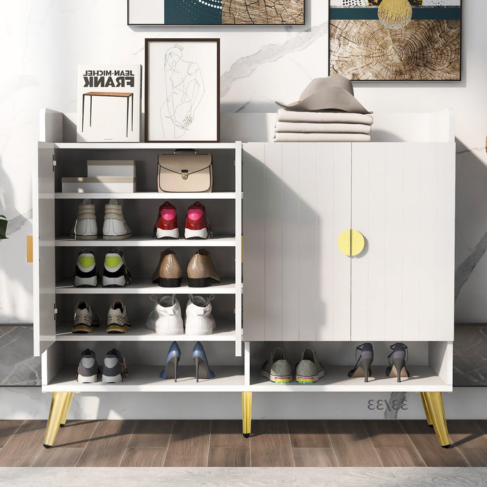 11-Tier Shoe Storage Cabinet with Adjustable Shelves, Modern Wooden Organizer for Entryway White