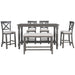 6-Piece Counter Height Dining Table Set with Shelf, 4 Chairs and Bench for Dining Room