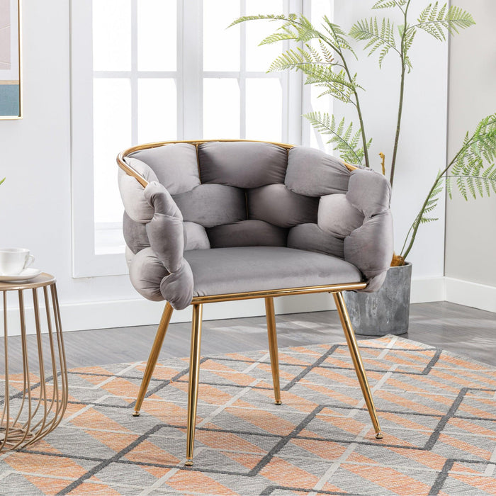 Luxury modern simple leisure velvet single sofa chair bedroom lazy person household dresser stool manicure table back chair gray - DTYStore