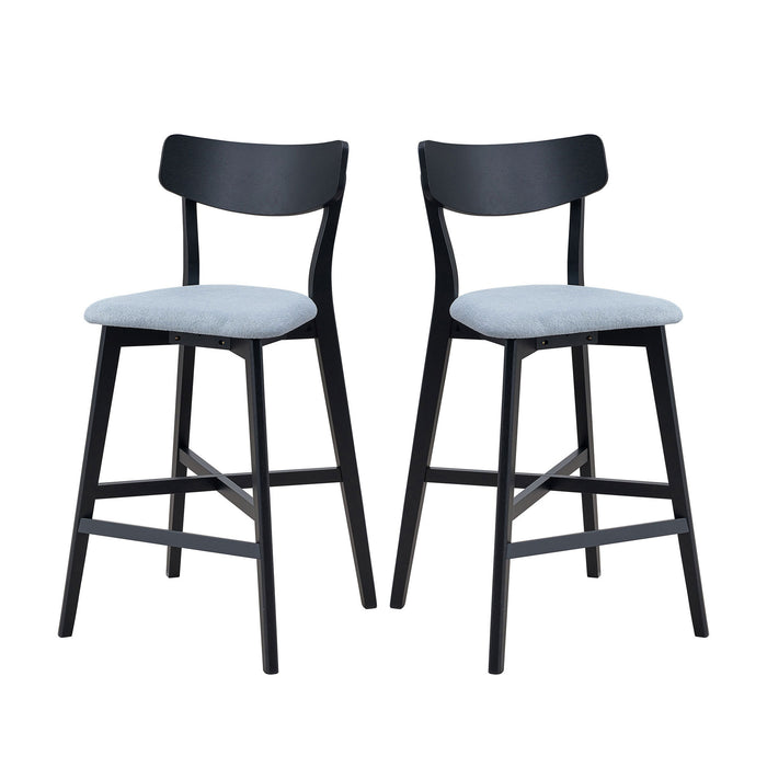 Wooden Bar Chairs Set of 2, Modern Soft Upholstered Kitchen Island Chairs, Counter Height Stool with Backrest,Wooden Frame Chairs with Footrest for Pub,Living Room,Restaurant,Black - DTYStore