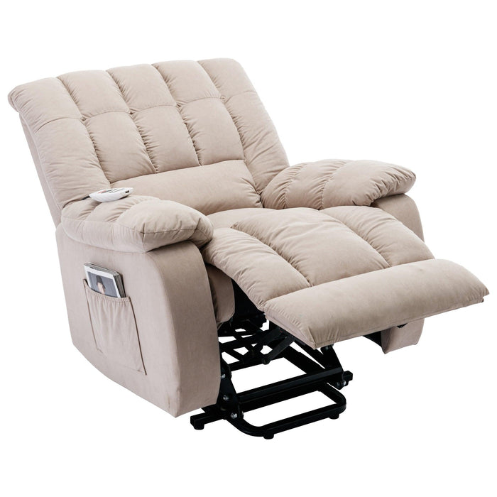 Massage Recliner Chair Electric Power Lift Recliner Chairs with Heat, Vibration, Side Pocket for Living Room Bedroom, Beige