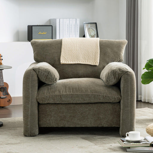 Modern Style Chenille Oversized Armchair Accent Chair Single Sofa Lounge Chair 38.6'' W for Living Room, Bedroom, Green - DTYStore