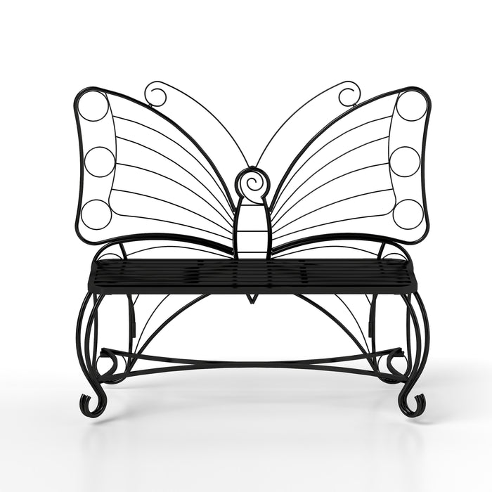 Butterfly Cast Metal Garden Bench, Outdoor Bench Patio Seat, Park Bench Outdoor Seating for Garden, Yard, Park, Entryway - DTYStore