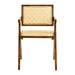 2 dining chairs, walnut color, using rubber wood rattan weaving process, armrest solid wood dining chair, living room chair, simple and natural - DTYStore