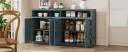 4-door Classic Sideboard with Open Storage and Adjustable Shelves for Kitchens, Living Rooms