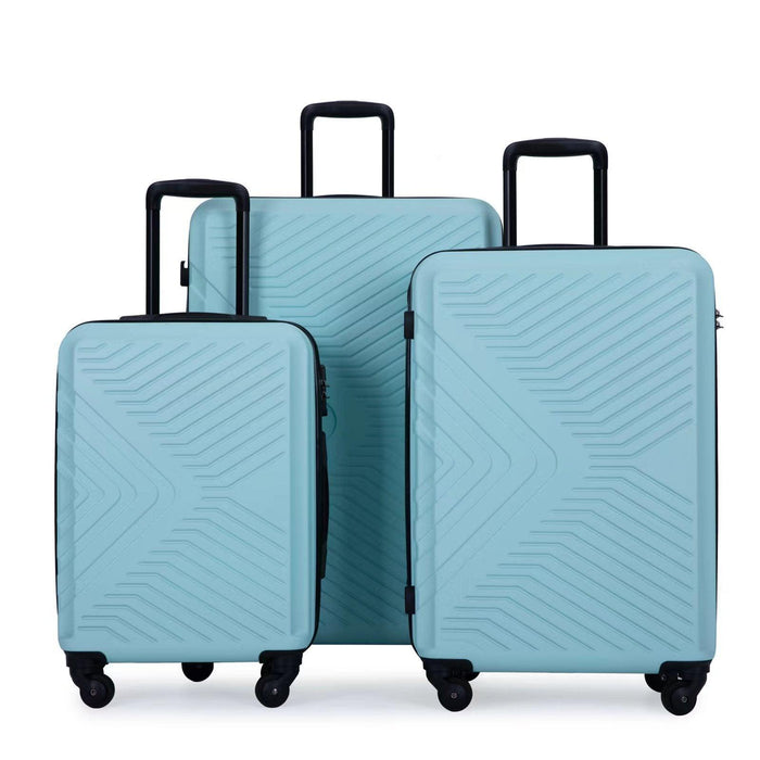 3 Piece Luggage Sets ABS Lightweight Suitcase with Two Hooks, Spinner Wheels, TSA Lock