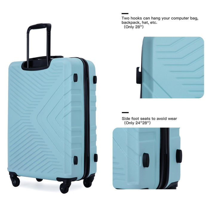 3 Piece Luggage Sets ABS Lightweight Suitcase with Two Hooks, Spinner Wheels, TSA Lock