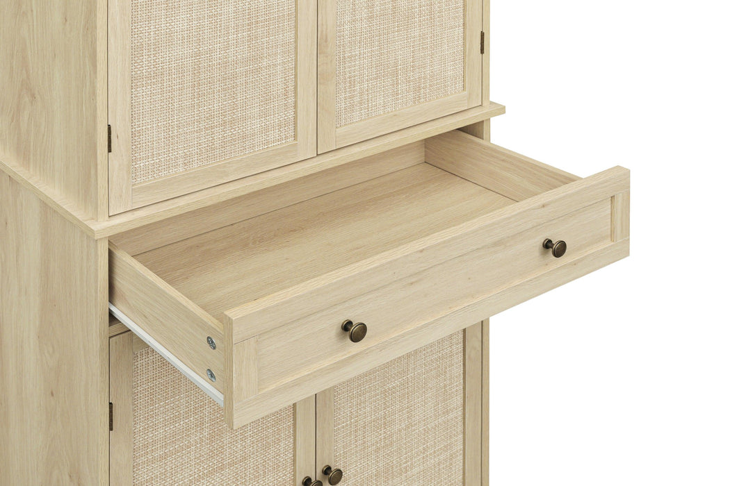 4 Door Cabinet with 1 Drawer, with 4 Adjustable Inner Shelves, Storage Cabinet