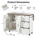 54.5" Farmhouse Kitchen Island with Power Outlet, Kitchen Storage Island with Internal Storage Rack, Drop Leaf, Spice Rack, Rolling Kitchen Cart on Wheels, for Home, Kitchen and Dining Room,White - DTYStore