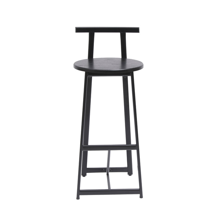 27''H Barstool Set of 3 Wooden Round Bar Stools with Footrest Modern Kitchen Chairs for Counter (Black & Black) - DTYStore