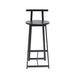 27''H Barstool Set of 3 Wooden Round Bar Stools with Footrest Modern Kitchen Chairs for Counter (Black & Black) - DTYStore