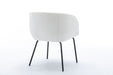 039-Set of 1 Boucle Fabric Dining Chair With Black Metal Legs,Ivory - DTYStore