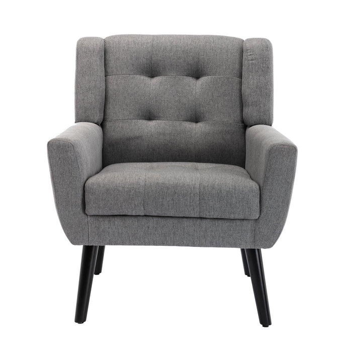Modern Soft Linen Material Ergonomics Accent Chair Living Room Chair Bedroom Chair Home Chair With Black Legs For Indoor Home - DTYStore