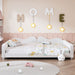 Full size Upholstered Daybed, Sherpa Fabric Sofabed with Cloud-Shaped Backrest, No Box-spring Needed, White - DTYStore