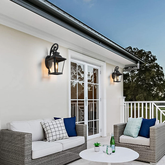 Large Outdoor Wall Sconce Lights with Clear Glass Can support multiple types of light bulbs 1pack - DTYStore