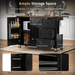 K&K 54.5" Farmhouse Kitchen Island with Power Outlet, Kitchen Storage Island with Internal Storage Rack, Drop Leaf, Spice Rack, Rolling Kitchen Cart on Wheels, for Home, Kitchen and Dining Room,Black