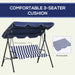Outsunny 3-Seat Outdoor Patio Swing Chair with Removable Cushion, Steel Frame Stand and Adjustable Tilt Canopy for Patio, Garden, Poolside, Balcony, Backyard, Dark Blue - DTYStore