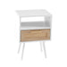15.75" Rattan End table with drawer and solid wood legs, Modern nightstand, side table for living room, bedroom, white - DTYStore