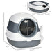 Cat Litter Box with Lid, Covered Litter Box w/ High Sides, Air Freshener, Large Two-Way Entrance Kitty Litter Box, Foldable, Easy Clean, White, and Gray - DTYStore