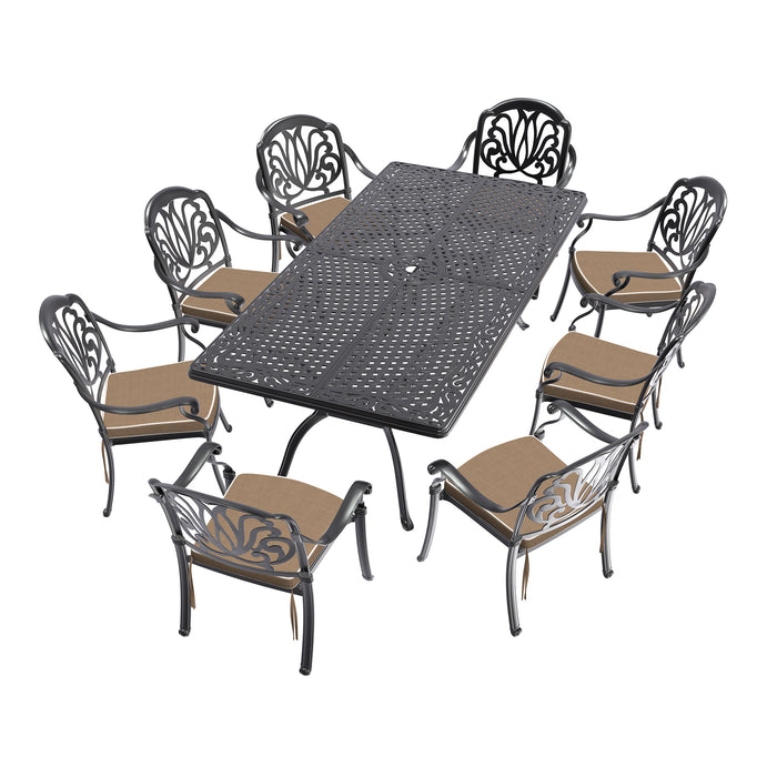 (Cushions In Random Colors)9-Piece Set Of Cast Aluminum Patio Furniture With Cushions - DTYStore