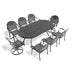 9-Piece All-Weather Cast Aluminum Dining Set, Include 2 Swivel Chairs,6 Dining Chairs and Oval Table With Black Frame - DTYStore