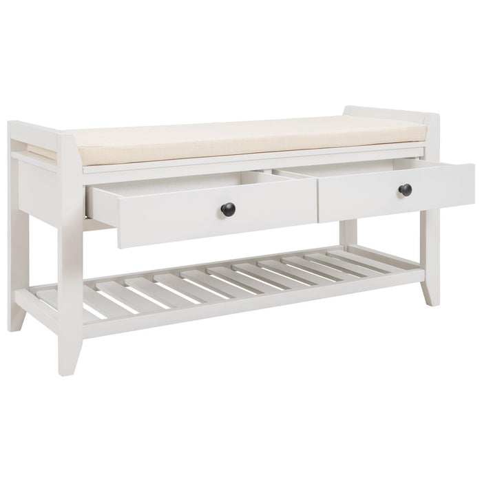 Shoe Rack with Cushioned Seat and Drawers, Multipurpose Entryway Storage Bench