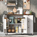 54.5" Farmhouse Kitchen Island with Power Outlet, Kitchen Storage Island with Internal Storage Rack, Drop Leaf, Spice Rack, Rolling Kitchen Cart on Wheels, for Home, Kitchen and Dining Room,White - DTYStore