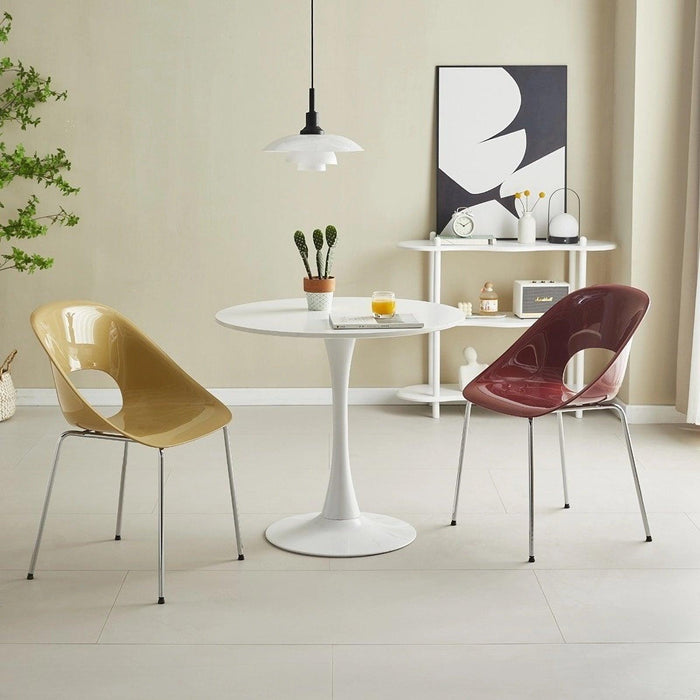 White Round Table, Modern Dining Table, MDF Top and Steel B0ase Tulip Round Kitchen Table, Mid Century Coffee Table for Living Room 24 Inch. - DTYStore