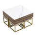 Modern Square Lift-Top Coffee Table Set with Storage & 4 Ottomans White & Walnut - DTYStore