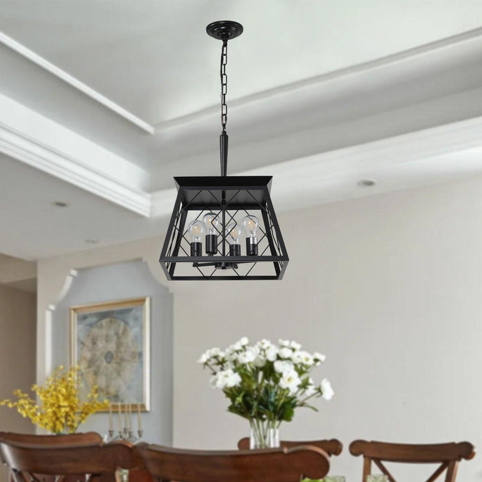 4-Light Farmhouse Chandeliers For Dining Room Black(No Bulbs)