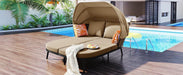 74.8" L Patio Daybed with Retractable Canopy, Outdoor Rattan PE Wicker Loveseat Sofa Set with Throw Pillows and Cushions for Backyard, Poolside, Garden