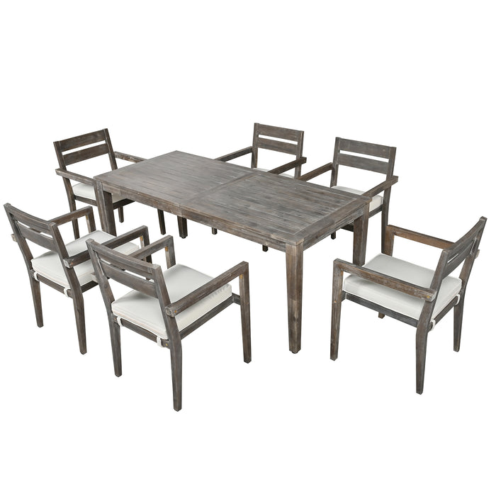 U_Style Acacia Wood Outdoor Dining Table And Chairs Suitable For Patio, Balcony Or Backyard - DTYStore