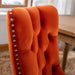 Nikki Collection Modern, High-end Tufted Solid Wood Contemporary Velvet Upholstered Dining Chair with Wood Legs Nailhead Trim 2-Pcs Set, Orange