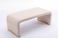 New Boucle Fabric Loveseat Ottoman Footstool Bedroom Bench Shoe Bench With Gold Metal Legs,Beige