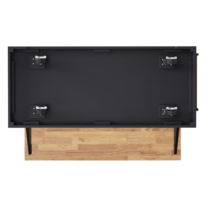 54inch Large Kitchen Island with Rubber Wood Drop Leaf, Embossed Texture Rolling Kitchen Cart on 4 Wheels with 4 Doors and 3 Drawers, Kitchen Island with Storage for Kitchen, Dining Room,Black - DTYStore