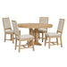 5-Piece Extendable Round Dining Set with Upholstered Chairs for Kitchen, Dining Room