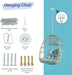 Outdoor Garden Rattan Egg Swing Chair Hanging Chair Wood+Khaki - DTYStore