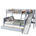 Twin over Full Bunk Bed with 2 Drawers, Slide, Shelves, Ladder, Rubber Wood Bunk Bed with Slide, Drawers,Grey(Old Sku:W504S00061) - DTYStore