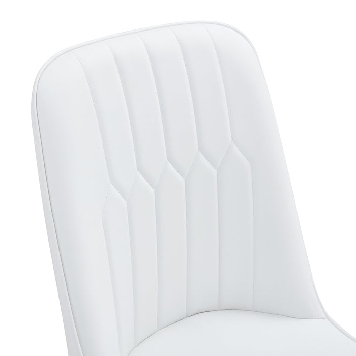 2 modern dining chairs, sleek PU leather backrest, and gold metal legs bring a comfortable home experience to the kitchen, bedroom, and office.W1151P183322 - DTYStore