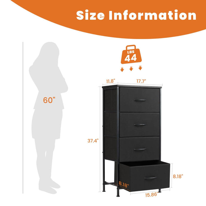 Drawers Dresser Chest of Drawers,Metal Frame and Wood Top,4bc,Black - DTYStore