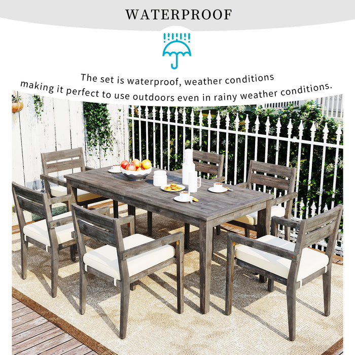 U_Style Acacia Wood Outdoor Dining Table And Chairs Suitable For Patio, Balcony Or Backyard - DTYStore