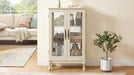 2 Doors Curio Cabinet with Tempered Glass Doors and Mirrored Back Panel, Lighted Display Cabinet for Home and Office