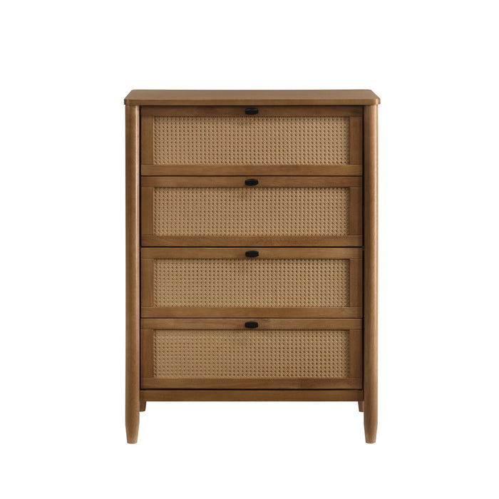 Vichy Wood and Rattan 4-Drawer Chest - DTYStore