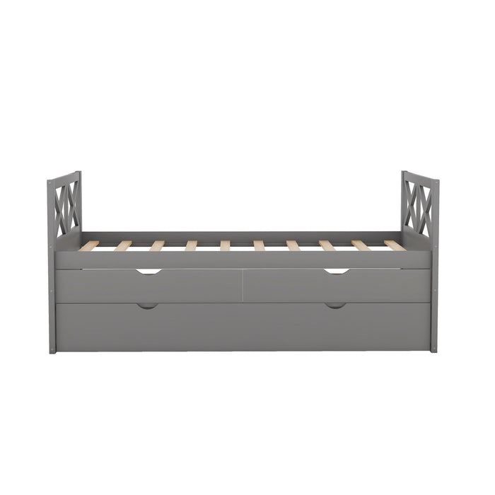 Multi-Functional Daybed with Drawers and Trundle, Gray