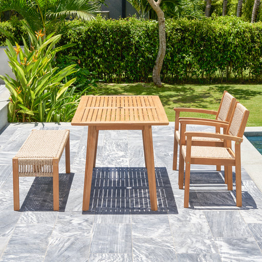 Mauricio 4-Piece Acacia Wood Dining Set with Stacking Chair - DTYStore