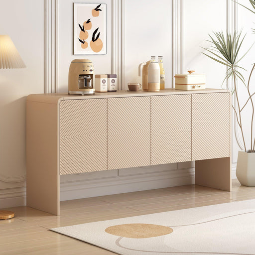 Minimalist Style 60"L Large Storage Space Sideboard with 4 Doors and Rebound Device for Living Room and Entryway (Apricot Cream) - DTYStore
